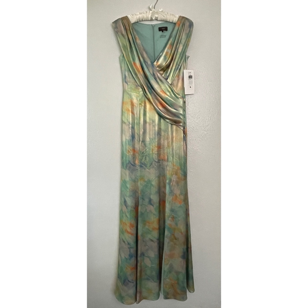 Theia Designer Sample Maxi Dress Floral Iridescent